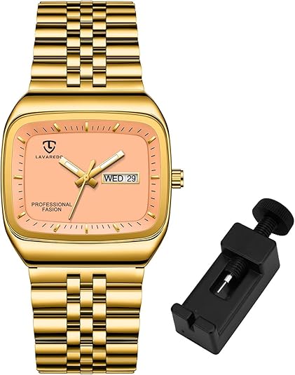 Mens Watch, Luxury Casual Watches for Men, Waterproof Analog Quartz Watch – Men's Stainless Steel Watch with Stylish Rectangular Dial, Luminous Hands, Date & Day Display – Great Gift for Men